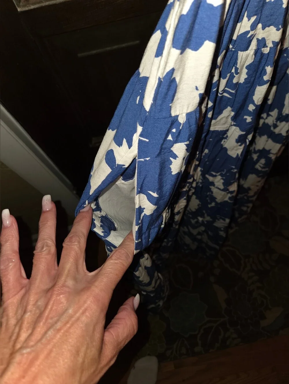 Abercrombie & Fitch Blue and White Flowy Tiered Maxi Dress